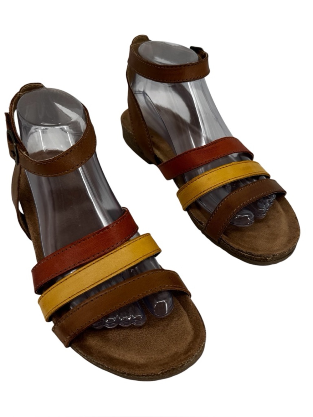NWOB Earth Origins Size 8.5 Lyndon Leesa Leather Ankle Strap Flat Sandals